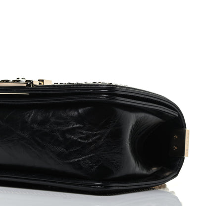 Chanel Crumpled Calfskin Chevron Small Chain Boy Flap Black 9 of 9