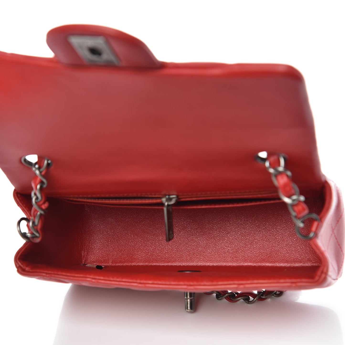 Lambskin Quilted Mini Rectangular Flap Red
