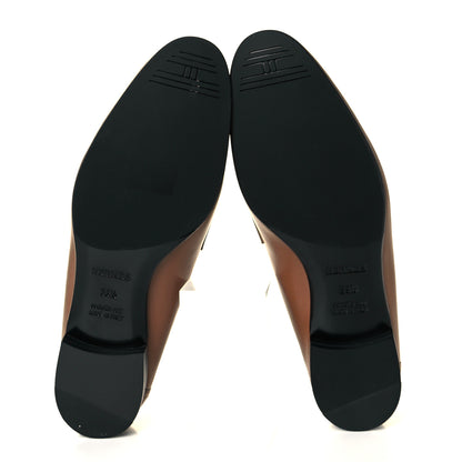 Hermes Goatskin Womens Paris Loafers 39.5 Gold 6 of 10