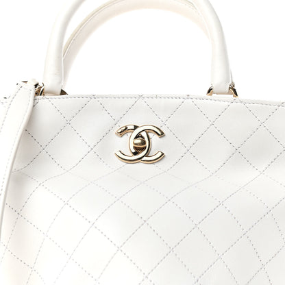 Chanel Lambskin Stitched Small Shopping Tote White 10 of 10