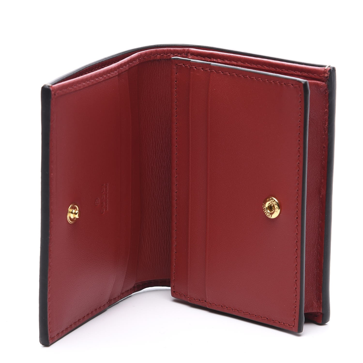 Gucci GG Supreme Monogram Bosco Patch Card Case Wallet Beige Malva Hibiscus Red 4 of 10