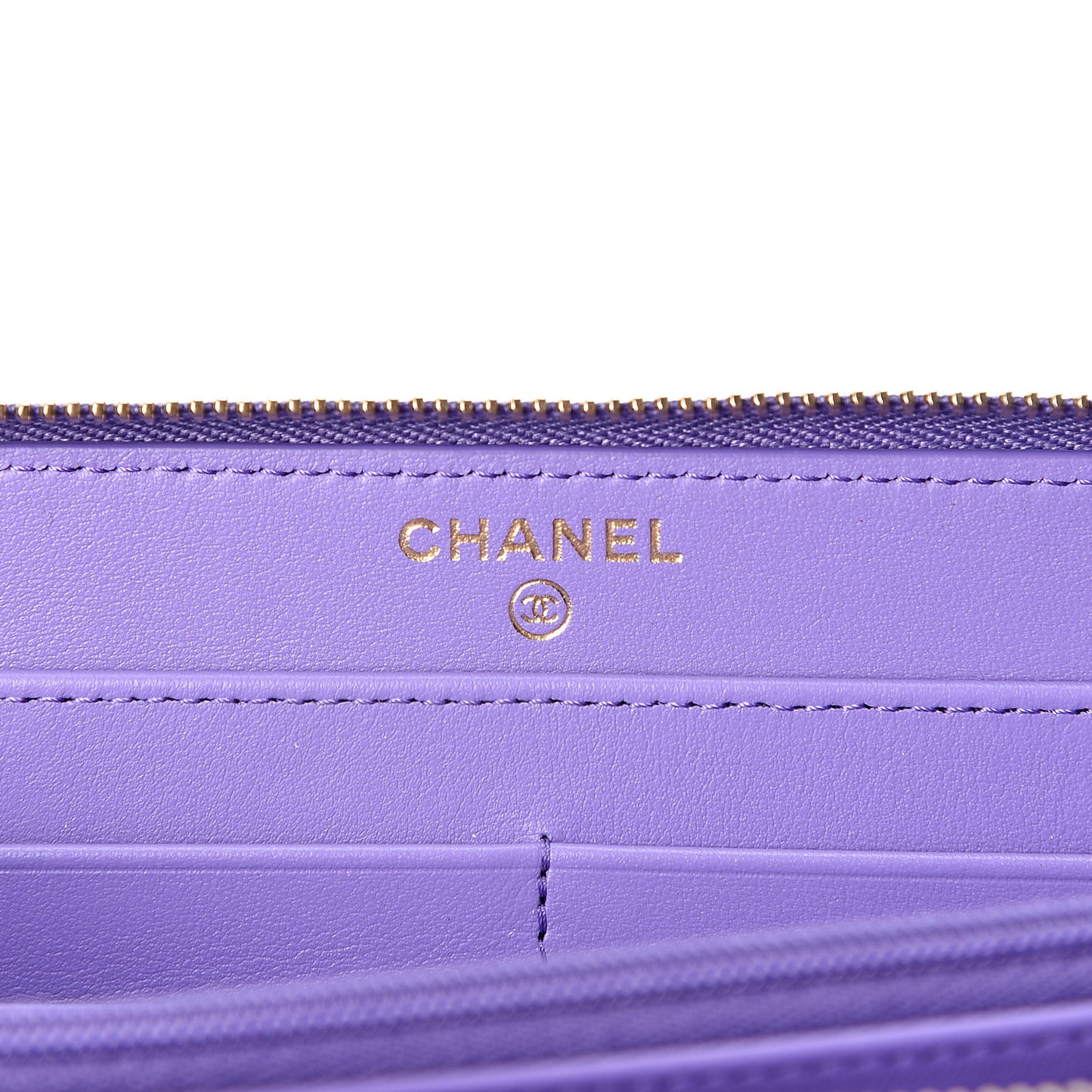 Caviar Quilted Large Gusset Zip Around Wallet Purple
