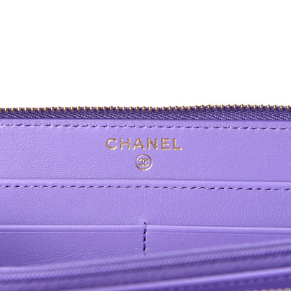 Chanel Caviar Quilted Large Gusset Zip Around Wallet Purple 5 of 10