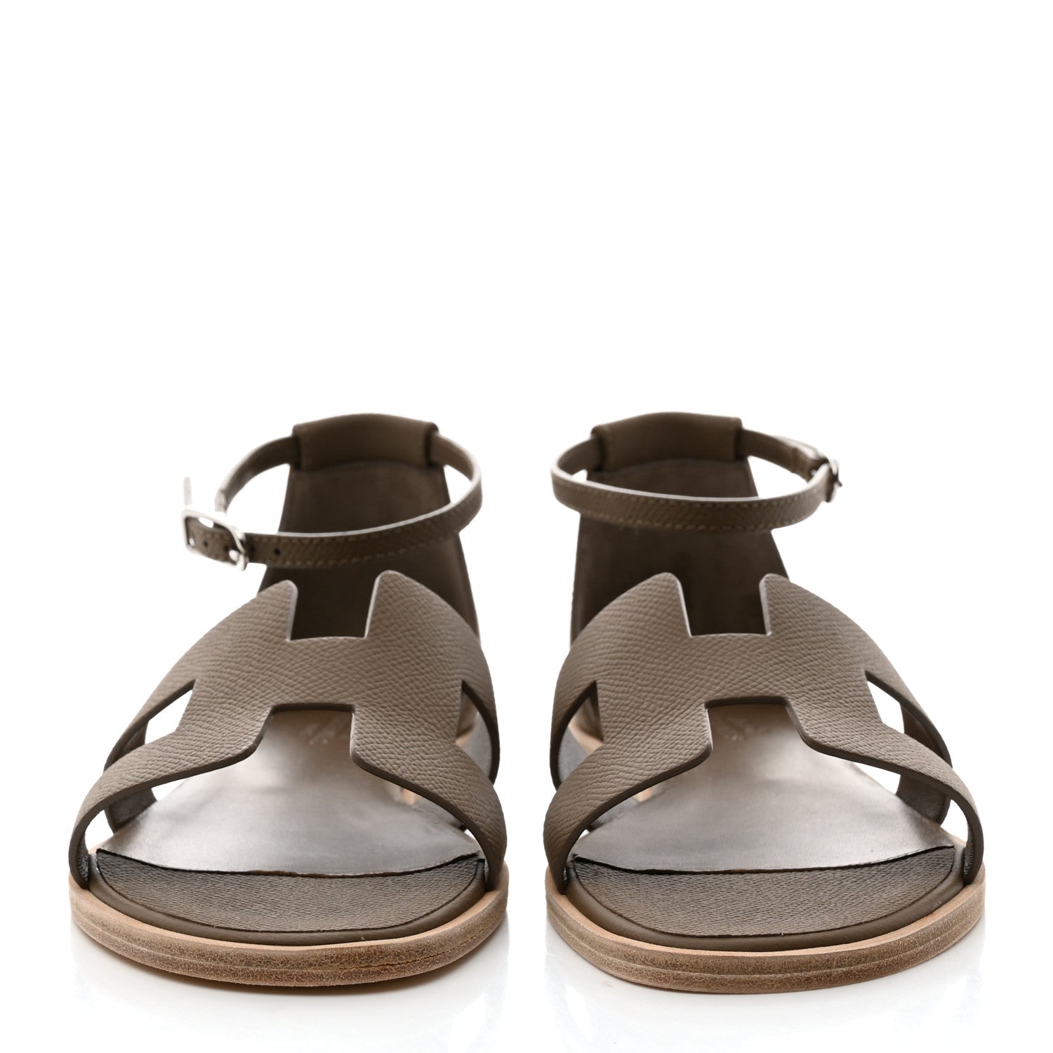 Hermes Epsom Santorini Sandals 37 Etoupe 2 of 9