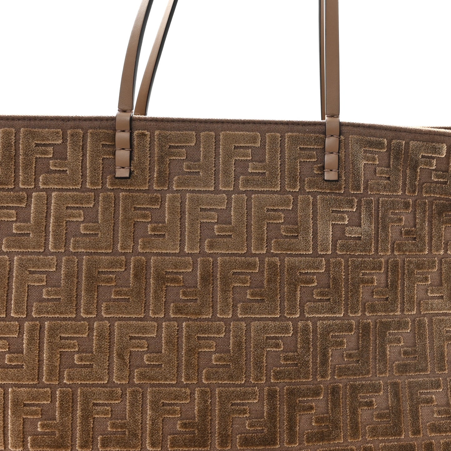 Velluto Jacquard Vitello Grace FF Large Reversible Shopping Tote Cappuccino Sand