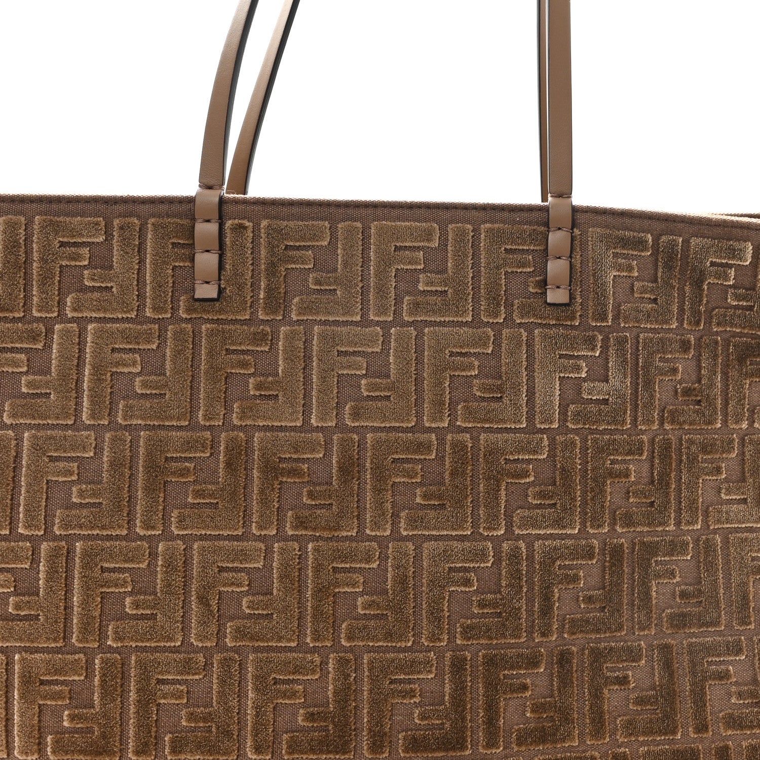 Fendi Velluto Jacquard Vitello Grace FF Large Reversible Shopping Tote Cappuccino Sand 9 of 13