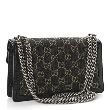 Gucci Jacquard Black Denim GG Monogram Textured Dollar Calfskin Small Dionysus Shoulder Bag Black Ivory 3 of 8