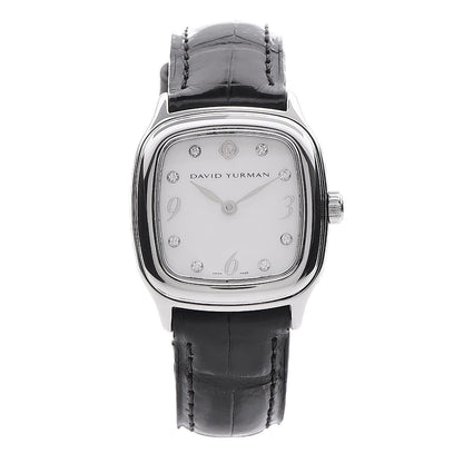 David Yurman Stainless Steel Alligator Diamond 25mm Thoroughbred Quartz Watch 1 of 8