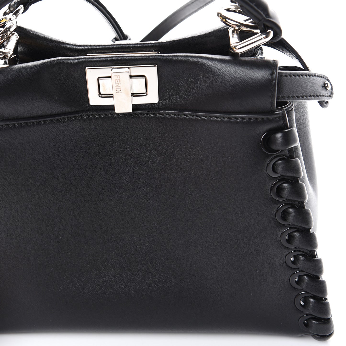 Nappa Lace Up Mini Peekaboo Iconic Satchel Black