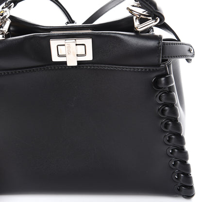 Fendi Nappa Lace Up Mini Peekaboo Iconic Satchel Black 12 of 14