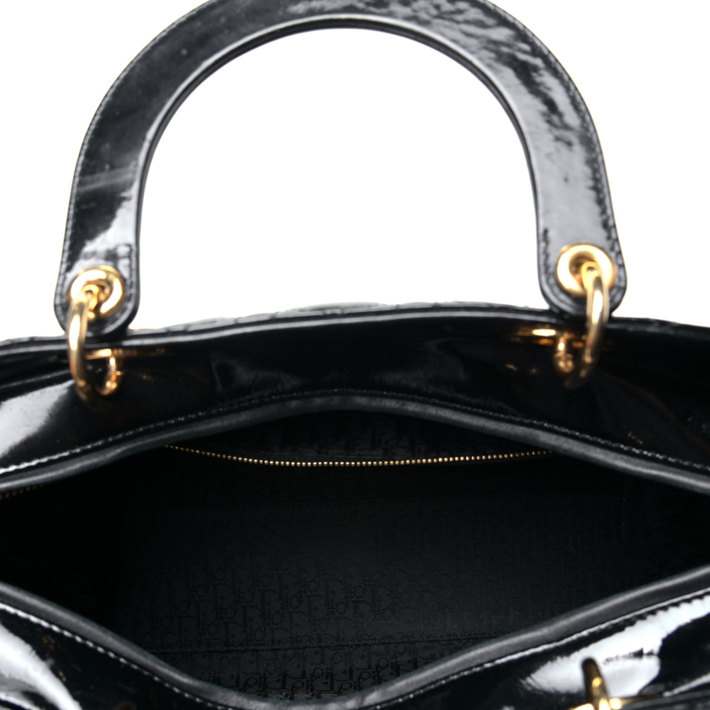 Patent Cannage Large Lady Dior Black