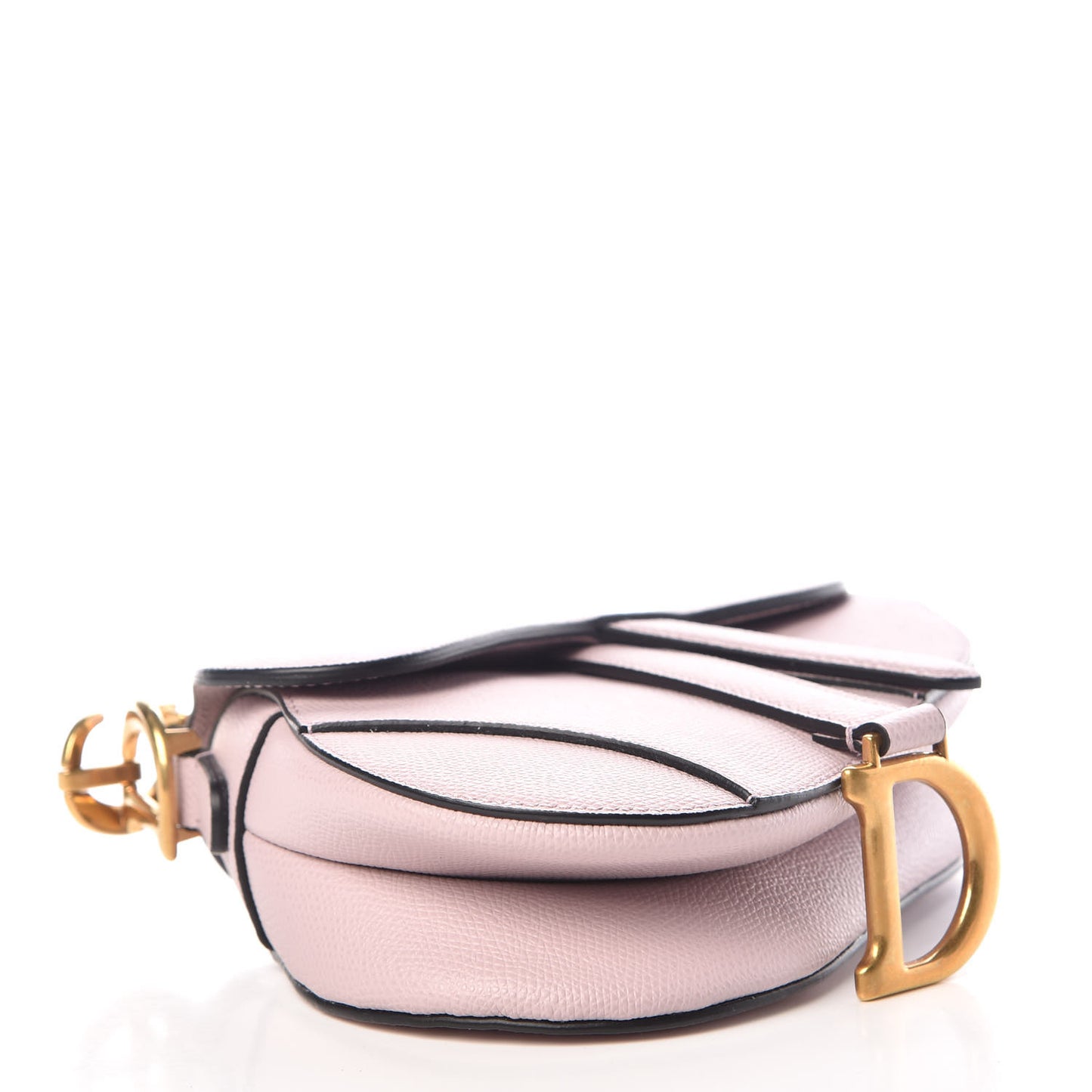 Grained Calfskin Mini Saddle Bag Light Pink