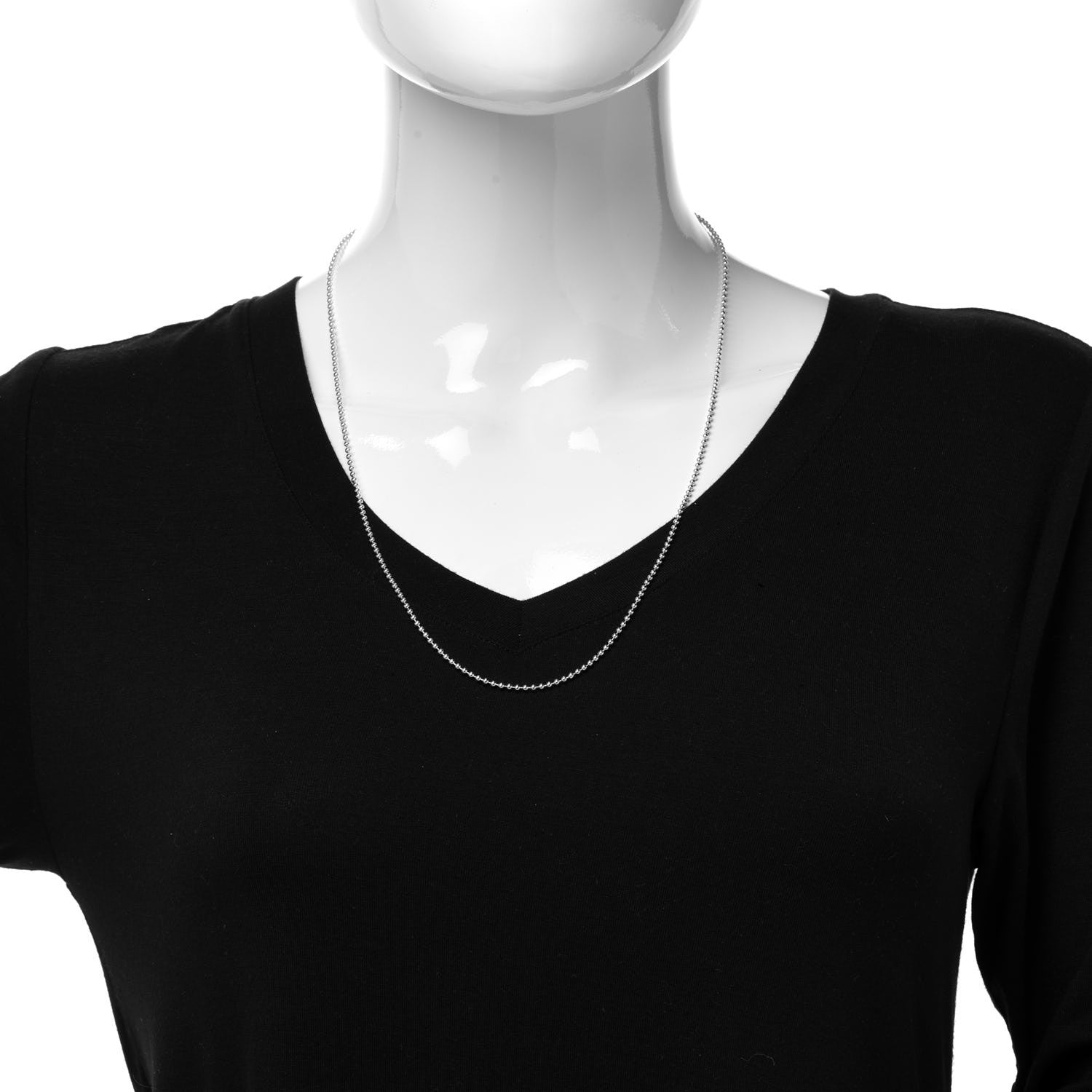 Tiffany Sterling Silver 2mm Beaded Chain Necklace 24" 2 of 6