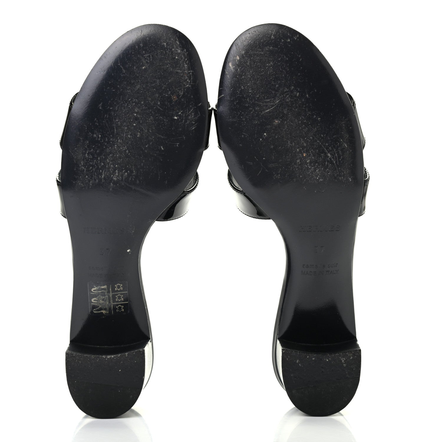 Hermes Patent Oasis Sandals 37 Black 5 of 8