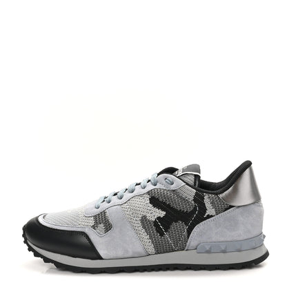 Valentino Garavani Mesh Suede Camouflage Mens Rockrunner Sneakers 10 Grey 1 of 9