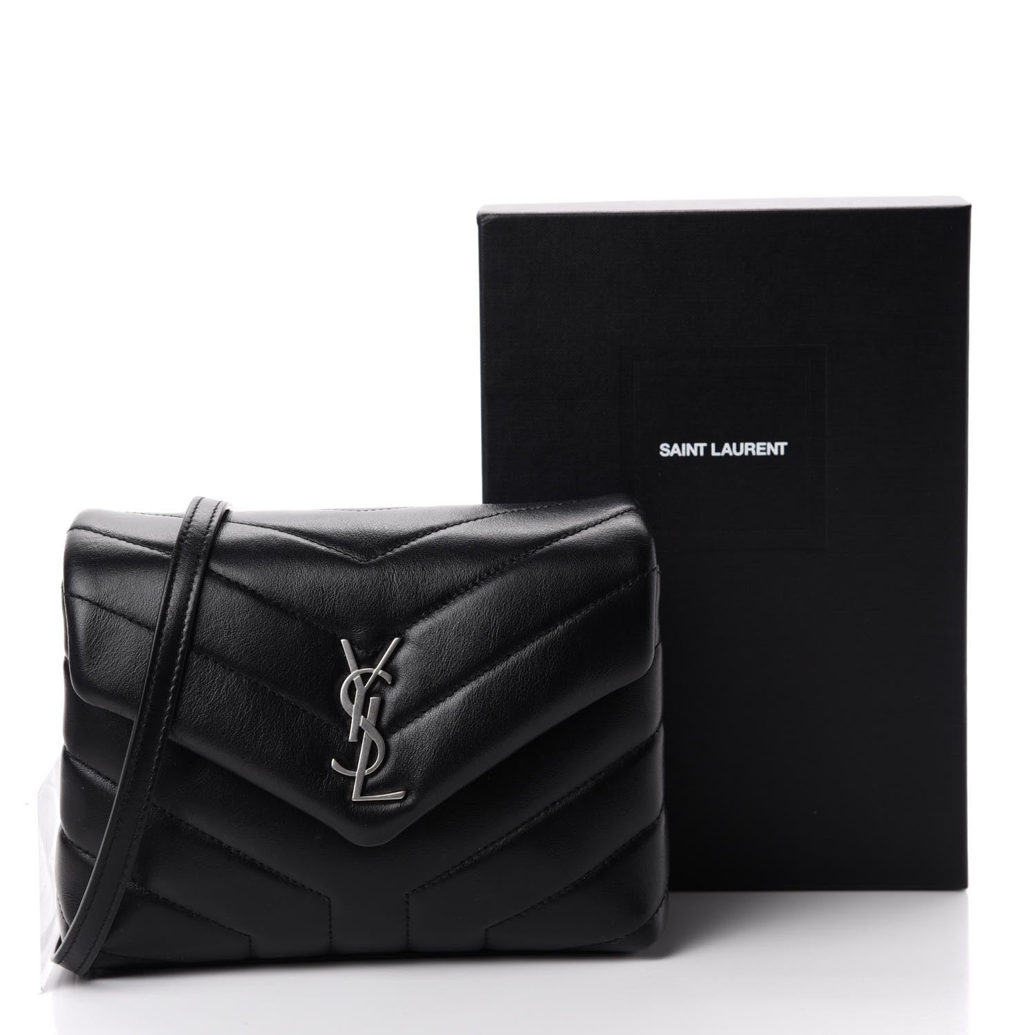 Saint Laurent Calfskin Y Quilted Monogram Toy Loulou Crossbody Bag Black 12 of 12