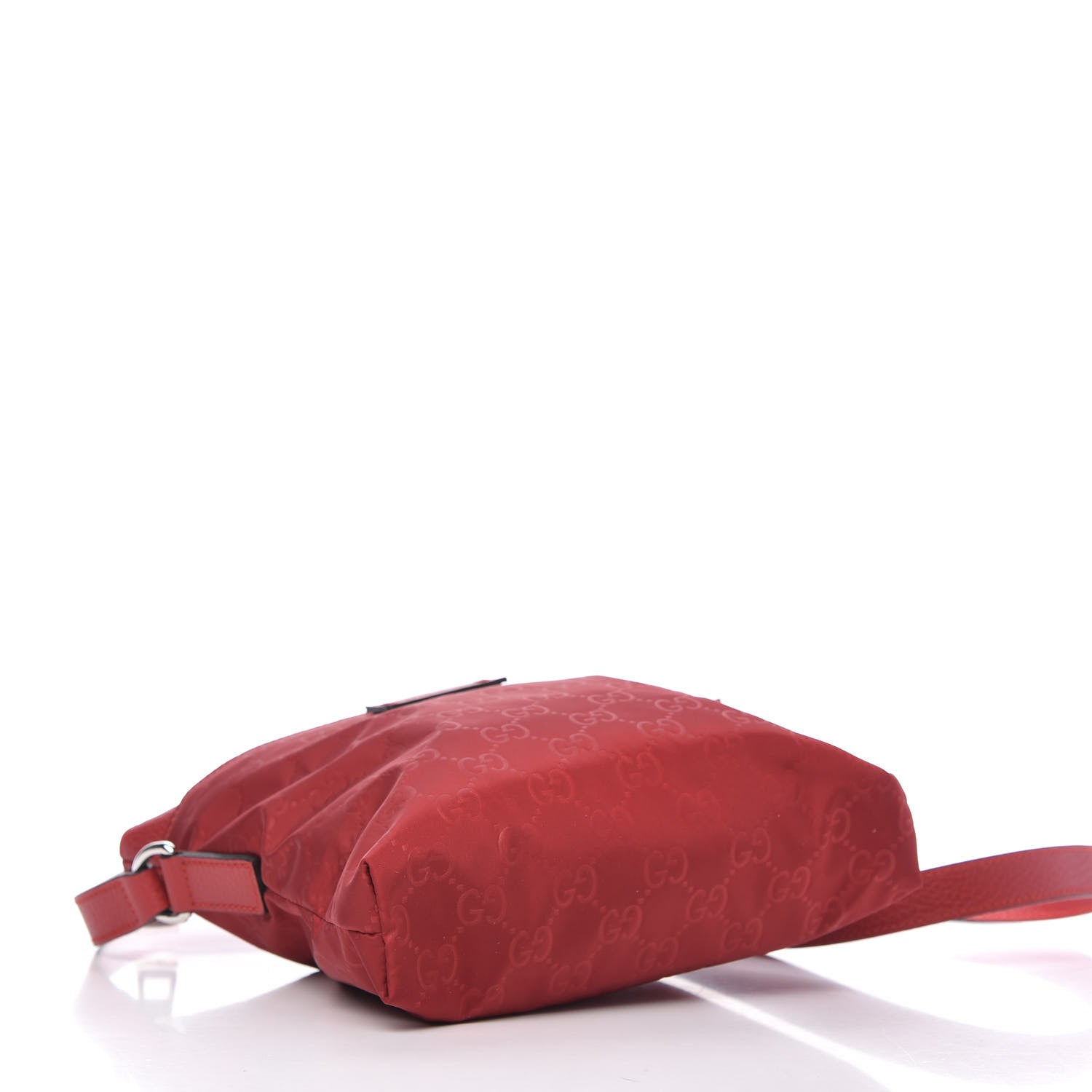 Gucci Nylon Monogram Dollar Calfskin Small Flat Messenger Bag Vibrant Red 4 of 10