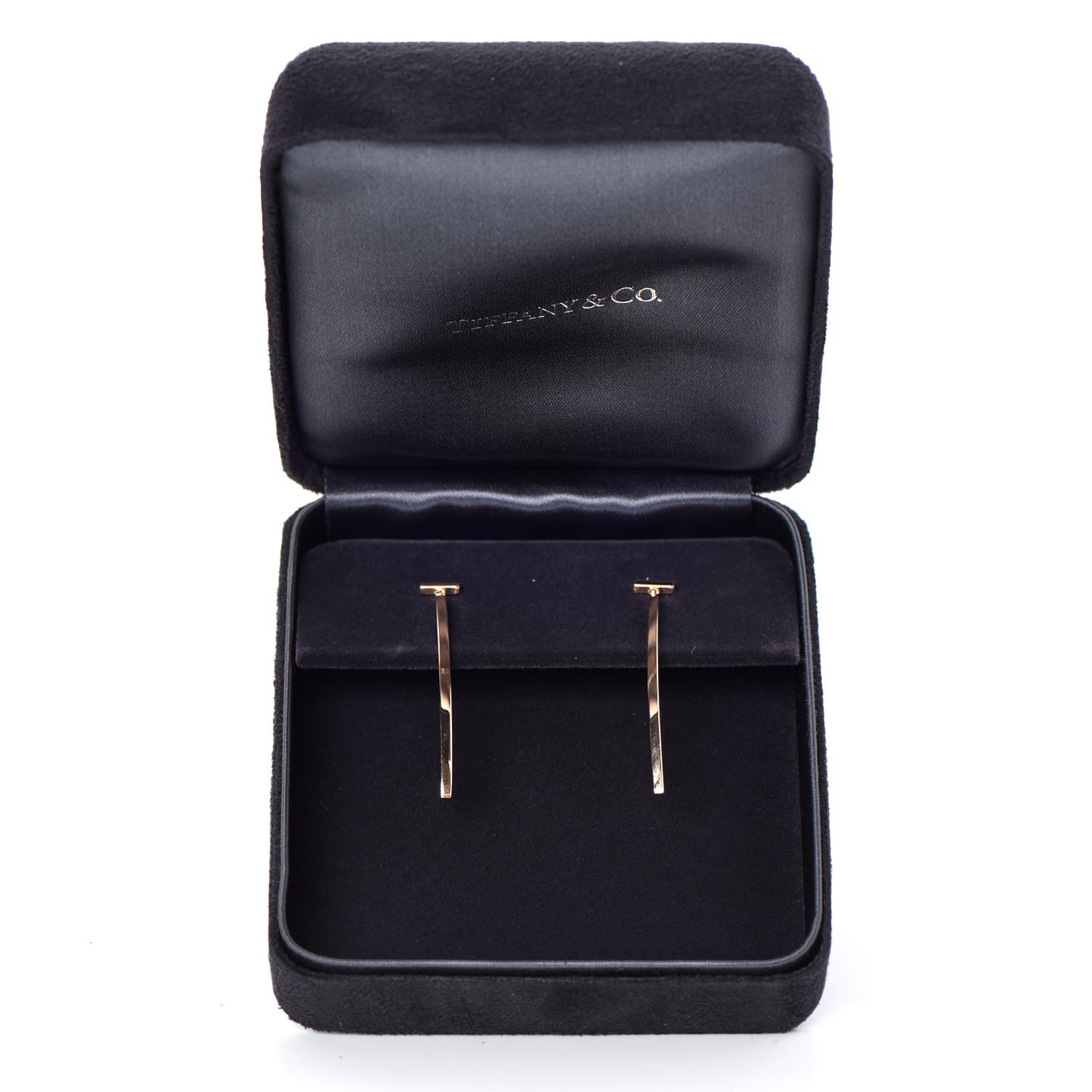 18K Rose Gold T Bar Earrings
