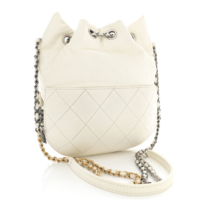 Chanel Aged Calfskin Quilted Small Gabrielle Bucket White 3 of 15