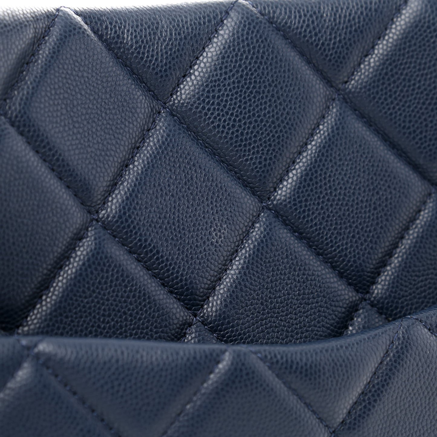 Caviar Quilted Sweet Classic Shopping Tote Navy Blue