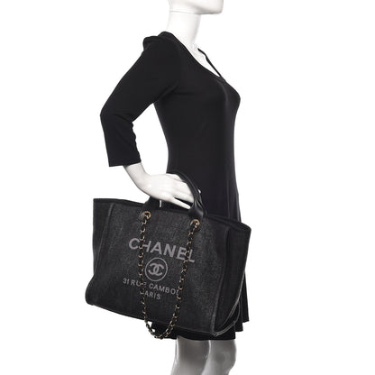 Chanel Woven Straw Raffia Large Deauville Tote Black 2 of 11