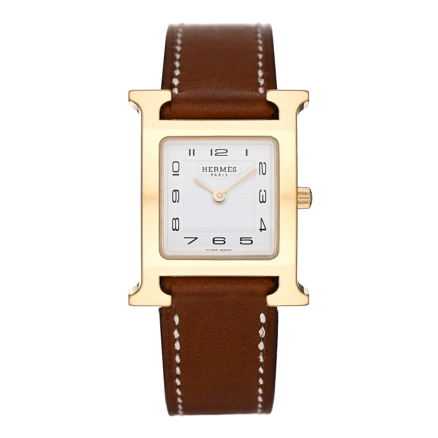 Hermes Stainless Steel Barenia 21mm Heure H Hour Quartz Watch Fauve 1 of 4