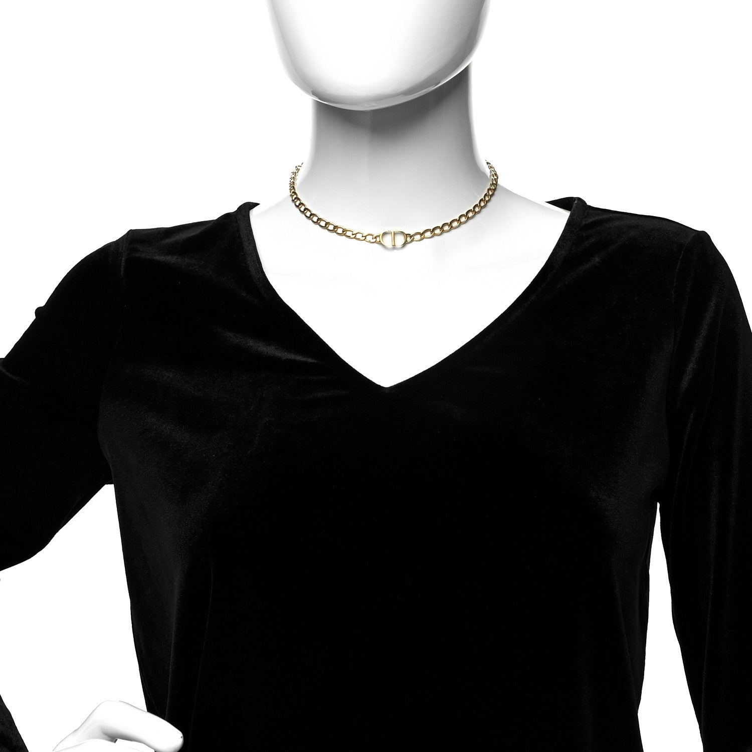 Christian Dior Metal Danseuse Etoile Chain Choker Necklace Gold 2 of 5