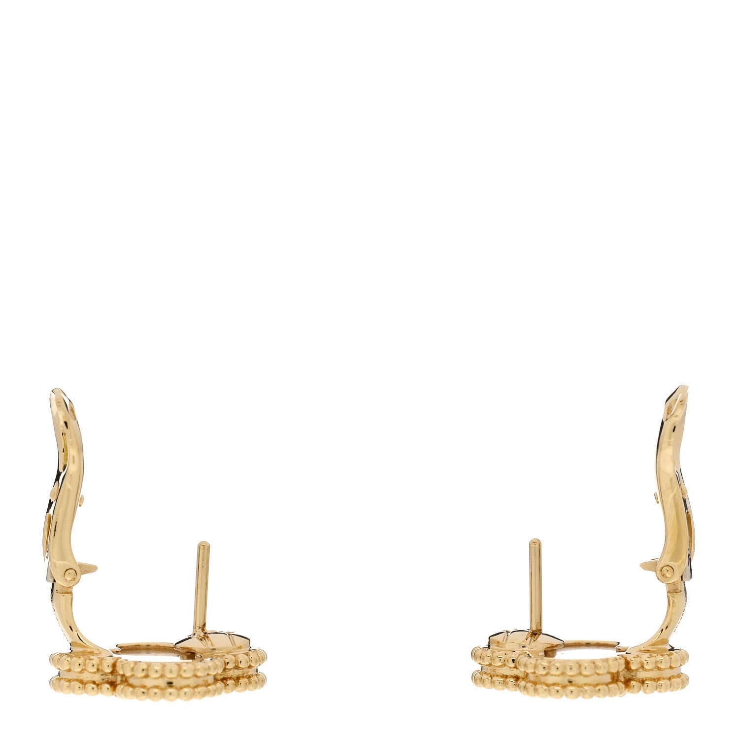 Van Cleef & Arpels 18K Yellow Gold Mother of Pearl Vintage Alhambra Earrings 3 of 5