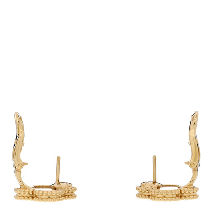 Van Cleef & Arpels 18K Yellow Gold Mother of Pearl Vintage Alhambra Earrings 3 of 5