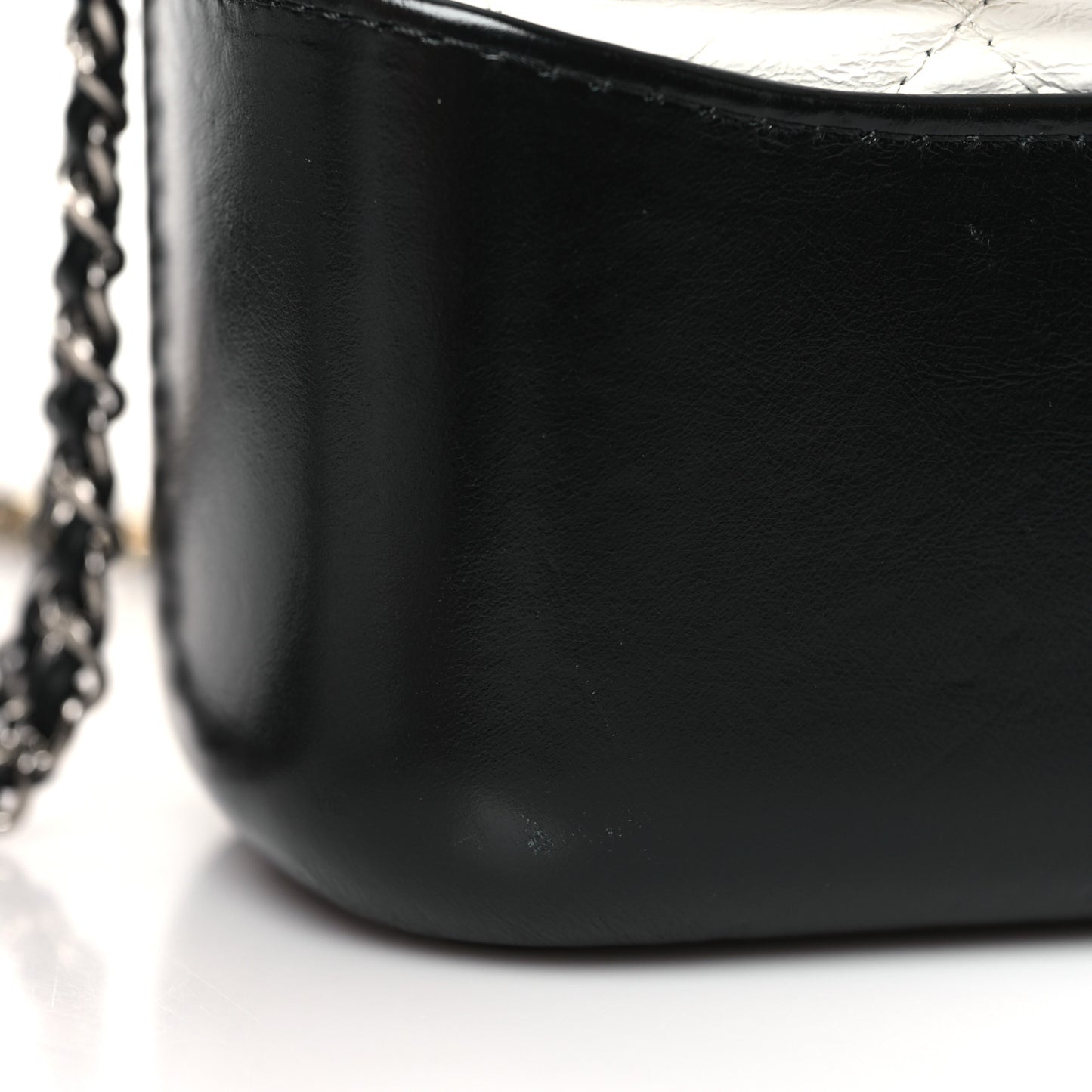 Aged Calfskin Quilted Medium Gabrielle Hobo Black White