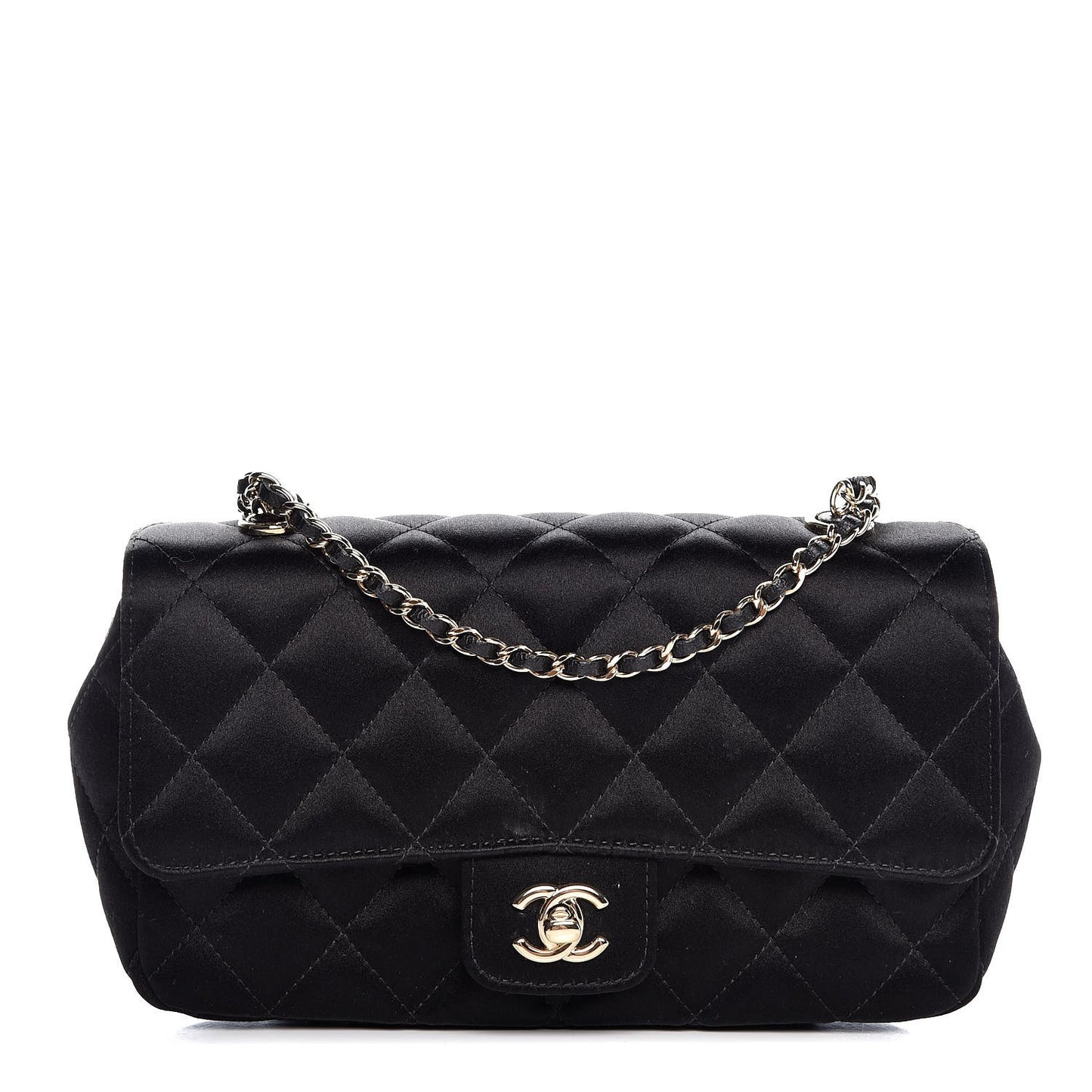 Satin Quilted Flap Black