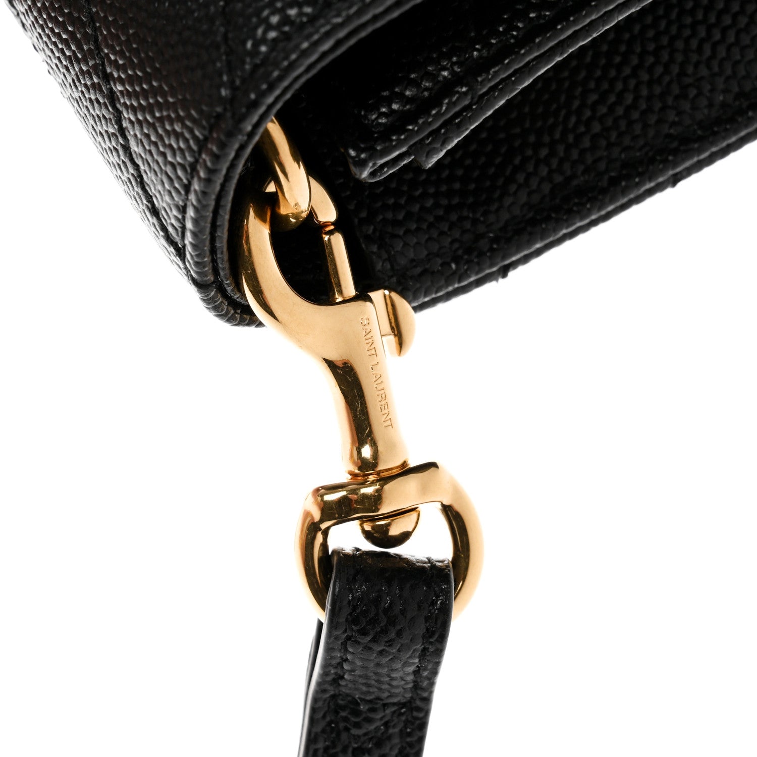 Saint Laurent Grain De Poudre Matelasse Chevron Monogram Envelope Clutch Black 9 of 10