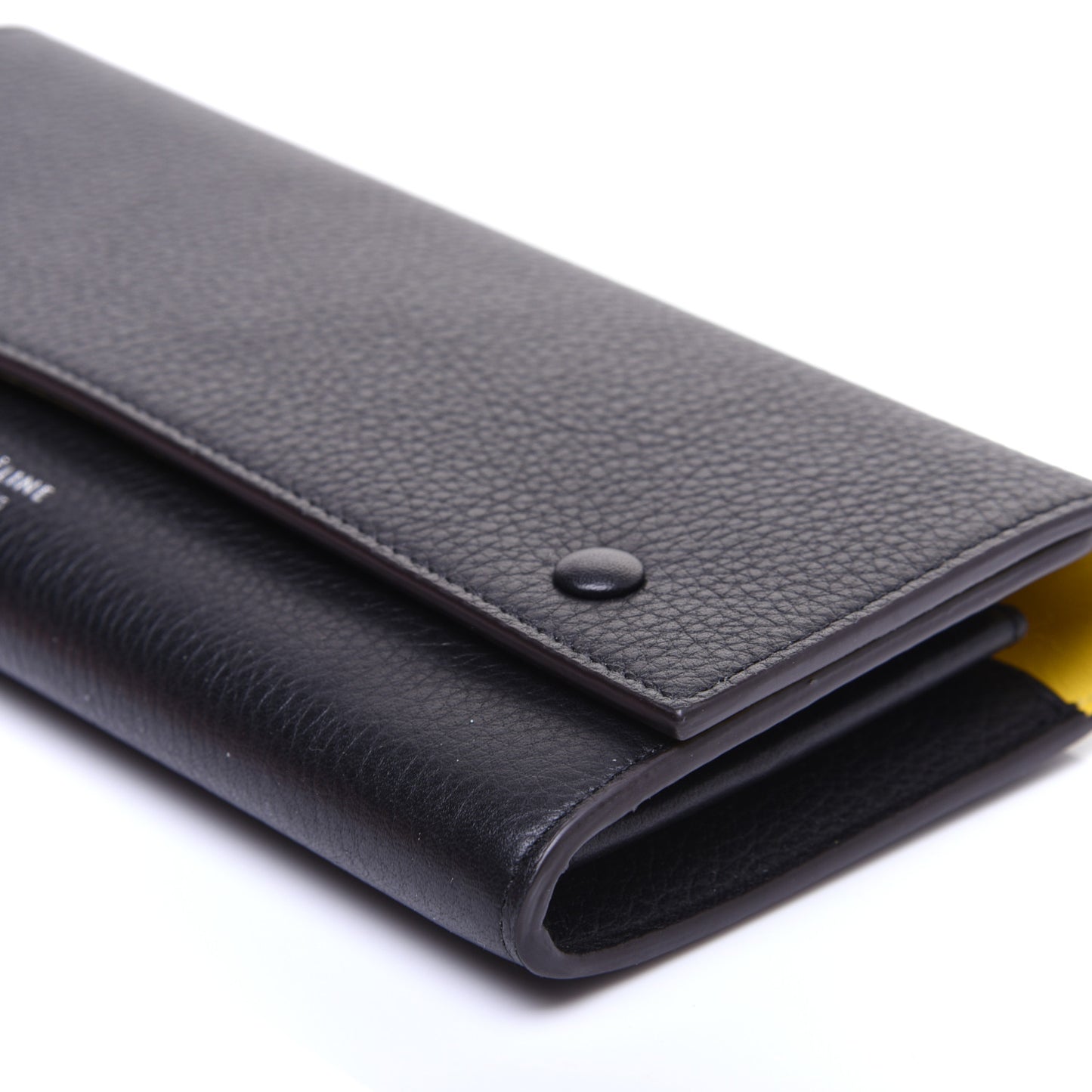 Drummed Calfskin Large Multifunction Flap Wallet Black