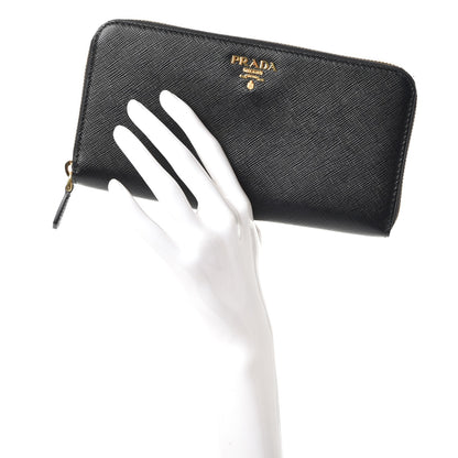 Prada Saffiano Metal Zip Around Wallet Nero Black 2 of 7