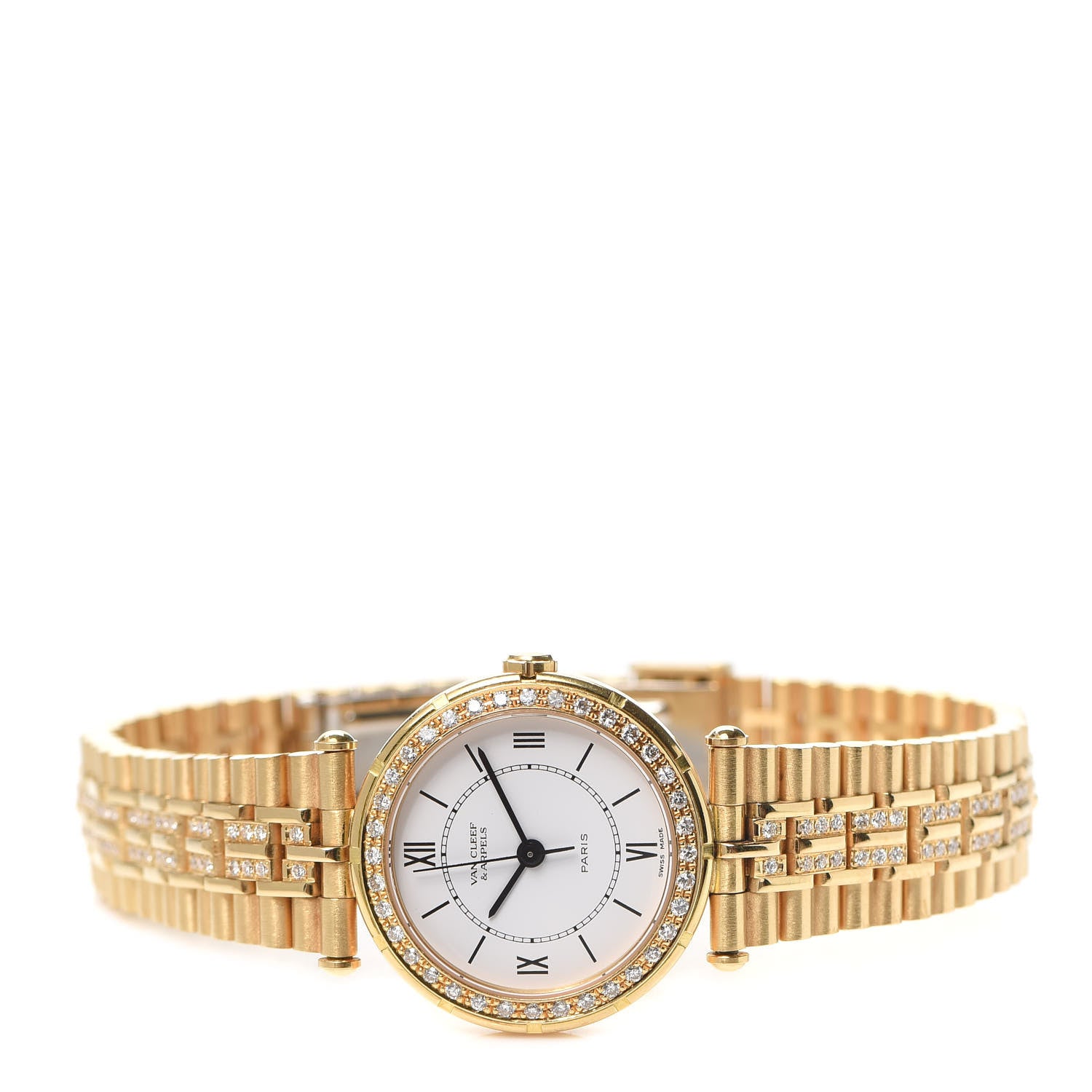 Van Cleef & Arpels 18K Yellow Gold Diamond Bezel 24mm Classic Quartz Watch 2 of 5