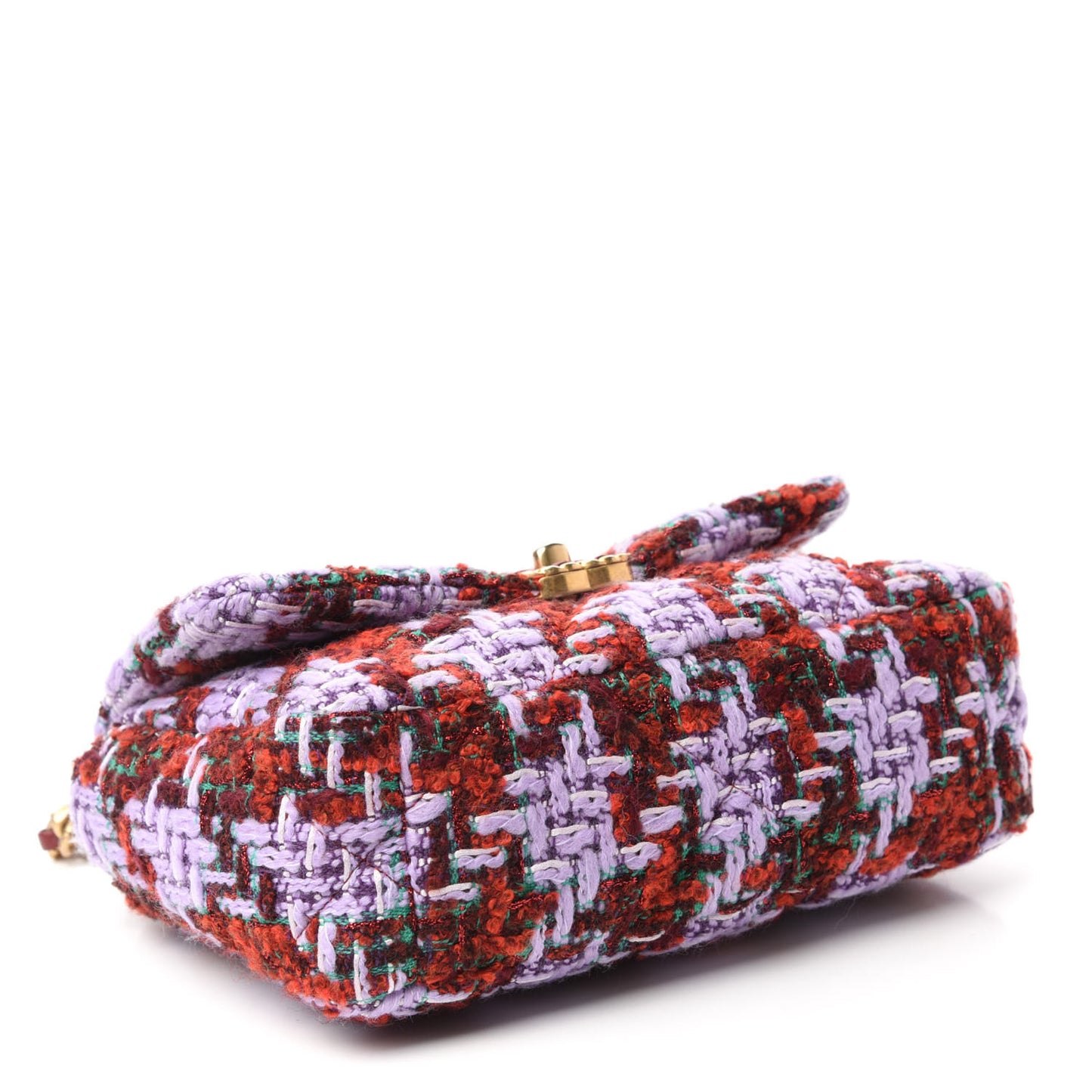 Tweed Quilted Medium Chanel 19 Flap Red Purple Green