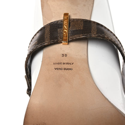 Fendi Glossy Neoprene Glazed Fabric FF FFrame Court Mary Jane Pumps 39 White Tobacco Moro 8 of 11