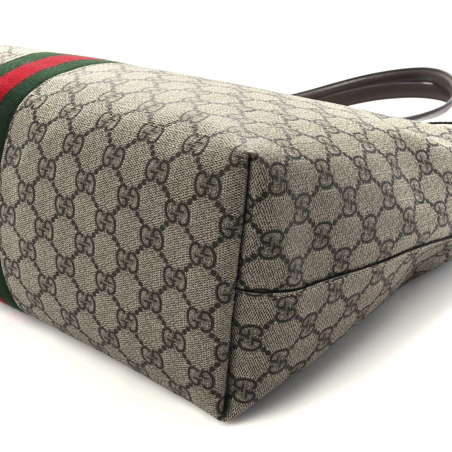 Gucci GG Supreme Monogram Textured Calfskin Web Medium Ophidia Shopping Tote Beige Ebony New Acero 12 of 12