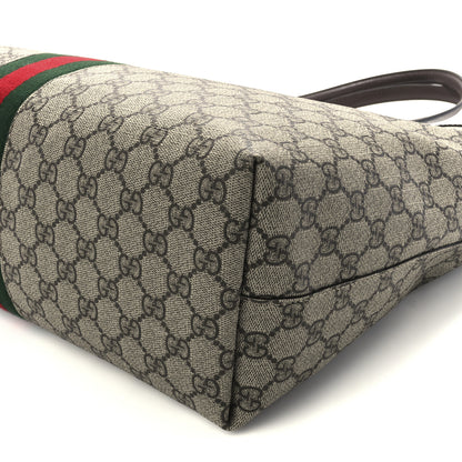 Gucci GG Supreme Monogram Textured Calfskin Web Medium Ophidia Shopping Tote Beige Ebony New Acero 12 of 12