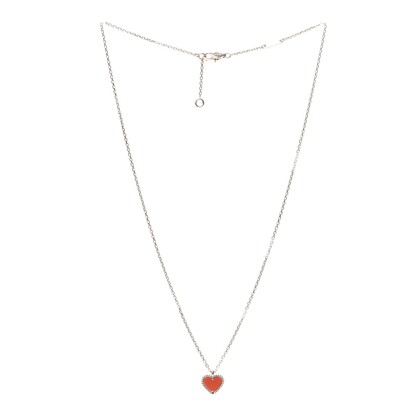 18K Rose Gold Carnelian Sweet Alhambra Heart Pendant Necklace