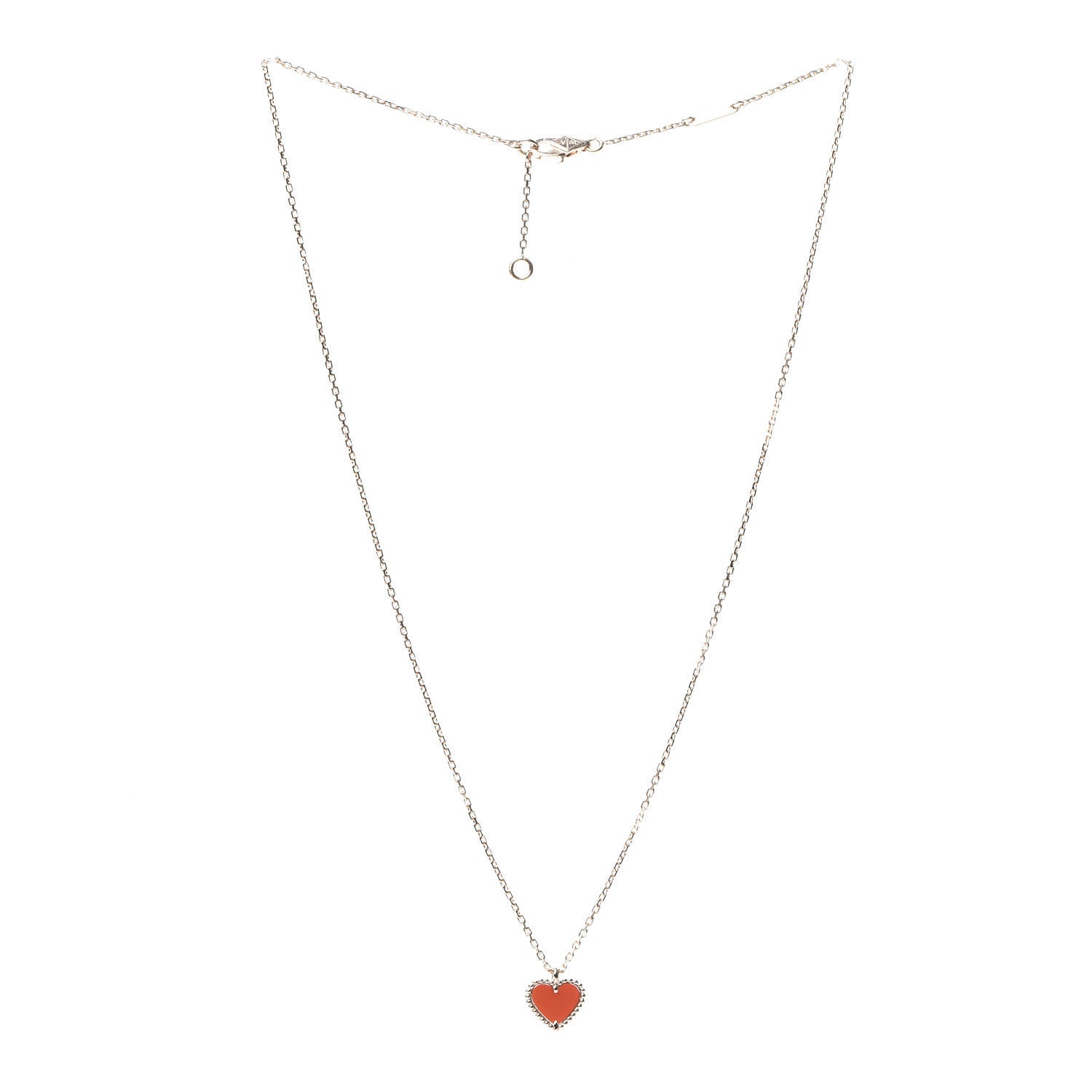 Van Cleef & Arpels 18K Rose Gold Carnelian Sweet Alhambra Heart Pendant Necklace 2 of 7