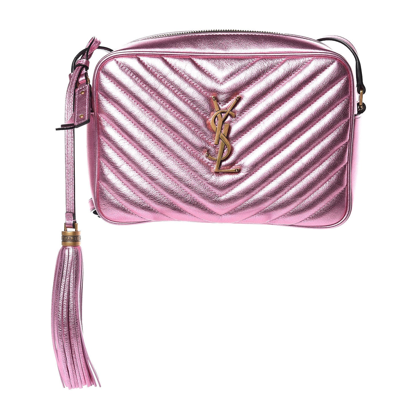 Metallic Calfskin Matelasse Monogram Lou Camera Bag Vegas Pink