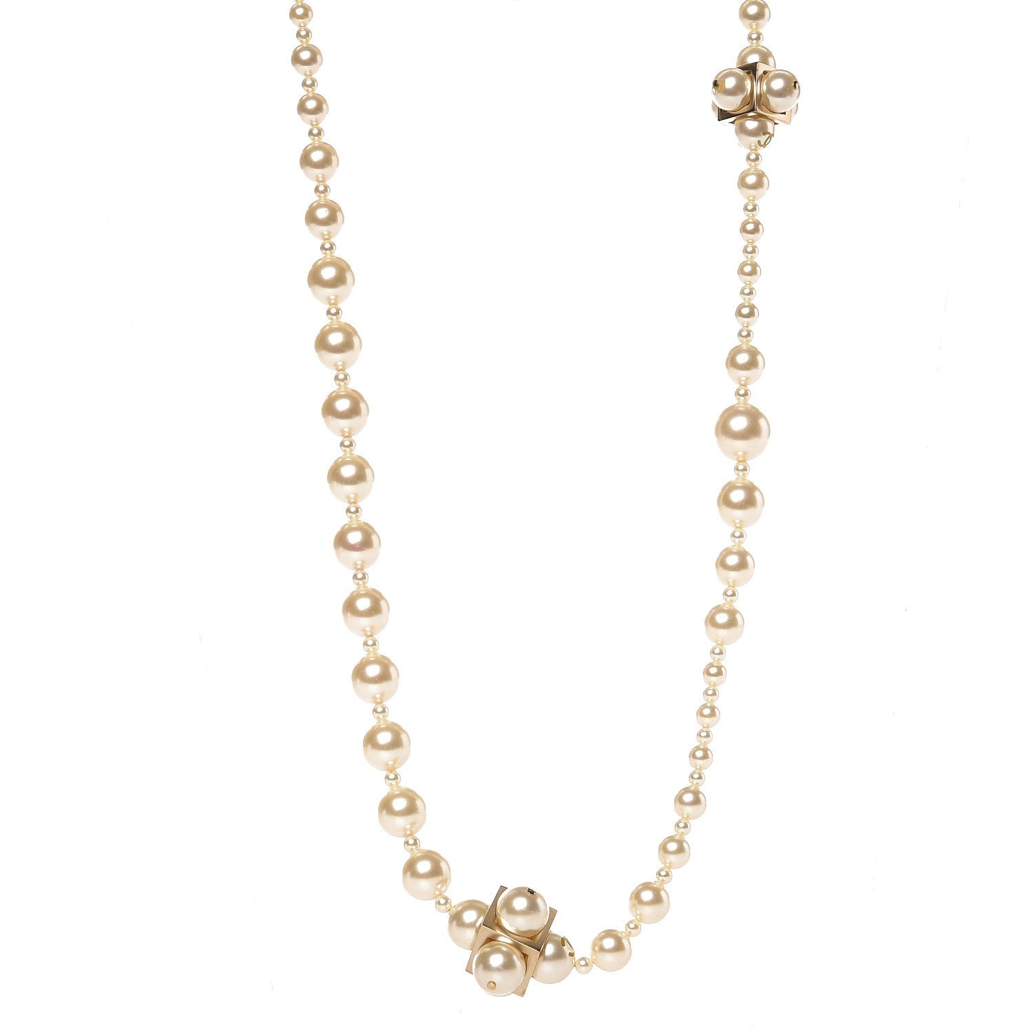 Chanel Graduated Pearl CC Long Necklace Light Gold 1 of 5