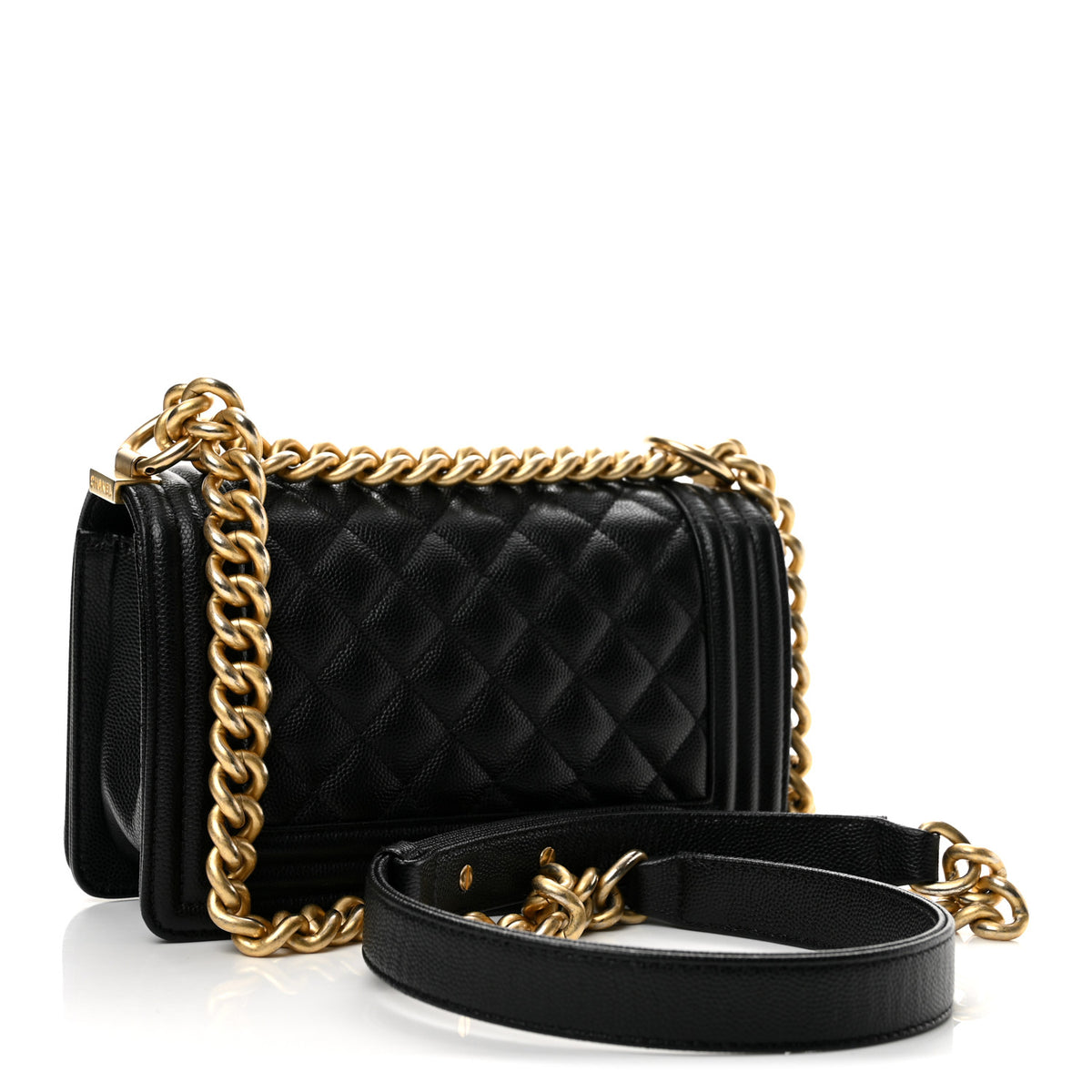 Caviar Quilted Small Boy Flap Black