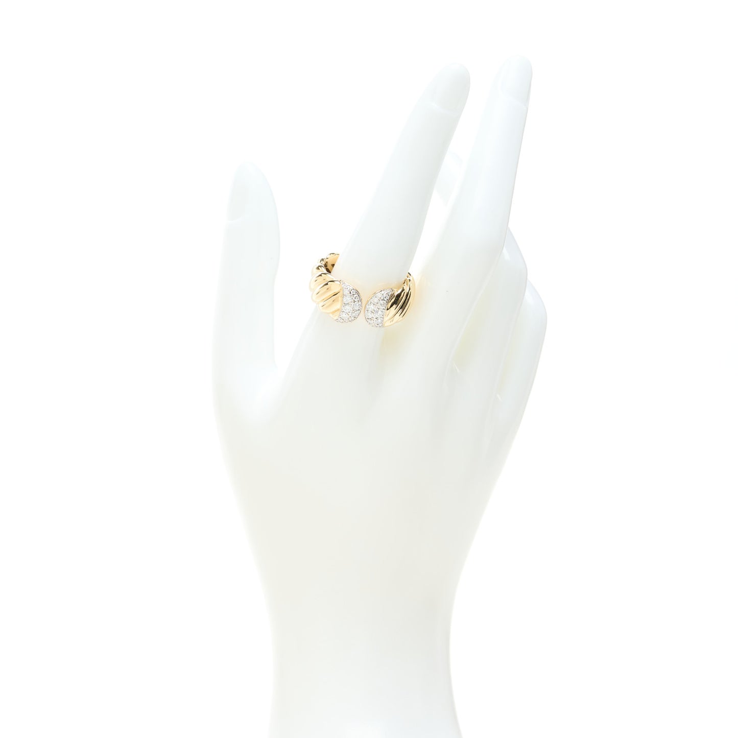 18K Yellow Gold Diamond Sculpted Open Cable Ring 60 9