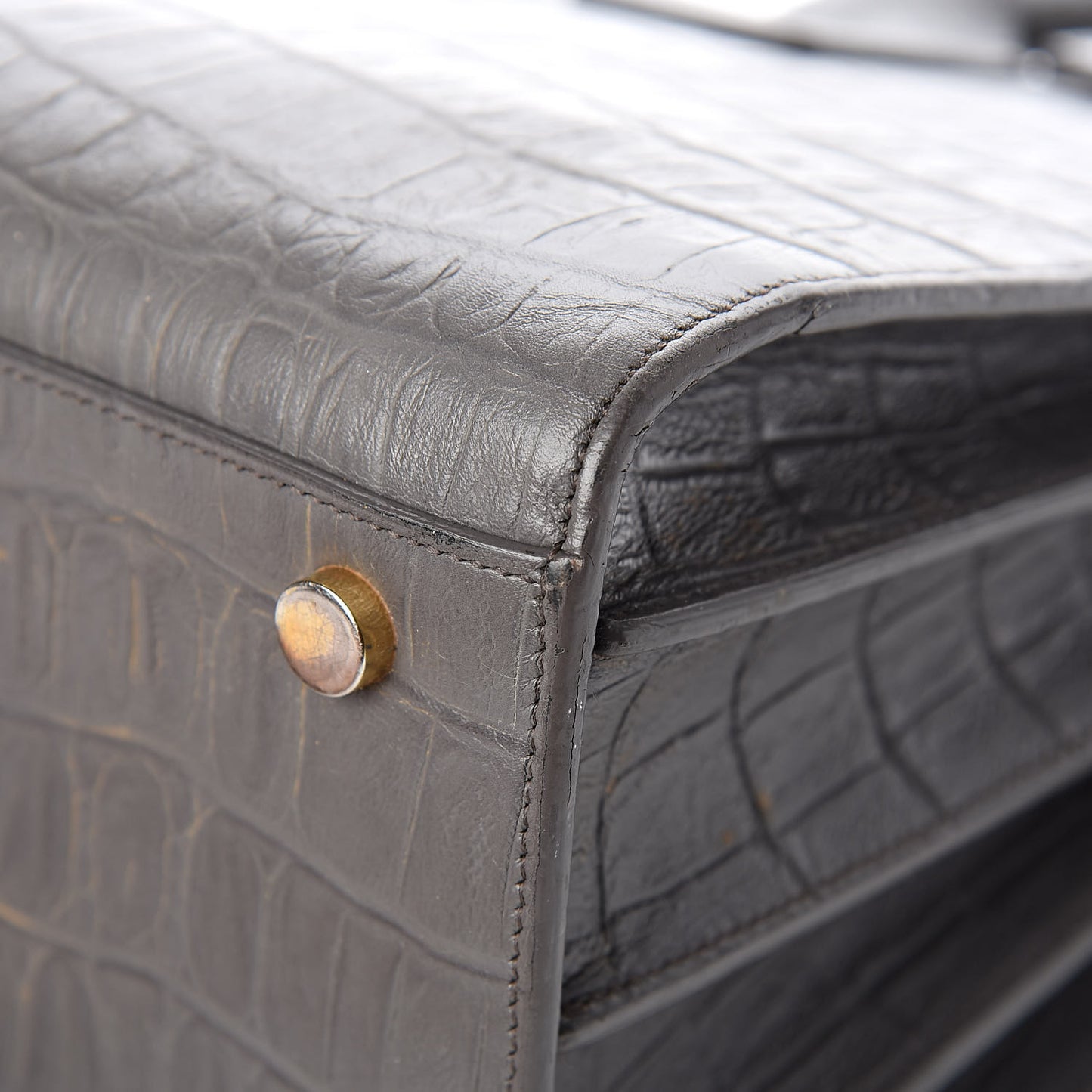 Calfskin Crocodile Embossed Small Sac De Jour Fog