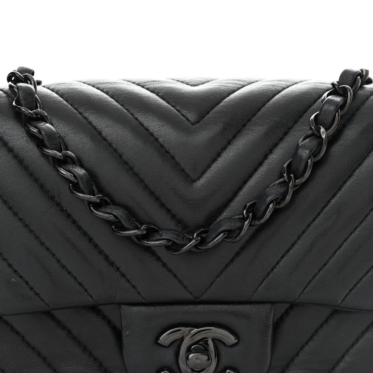Chanel Lambskin Chevron Quilted Mini Square Flap So Black 8 of 15