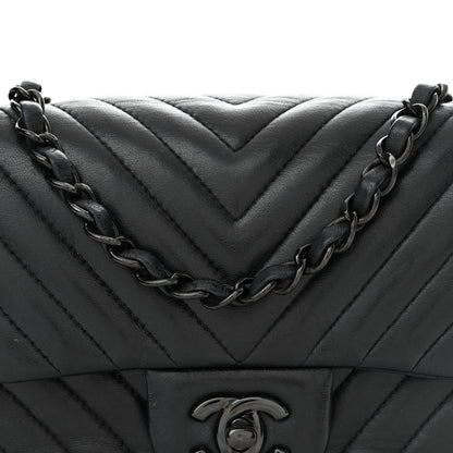 Chanel Lambskin Chevron Quilted Mini Square Flap So Black 8 of 15