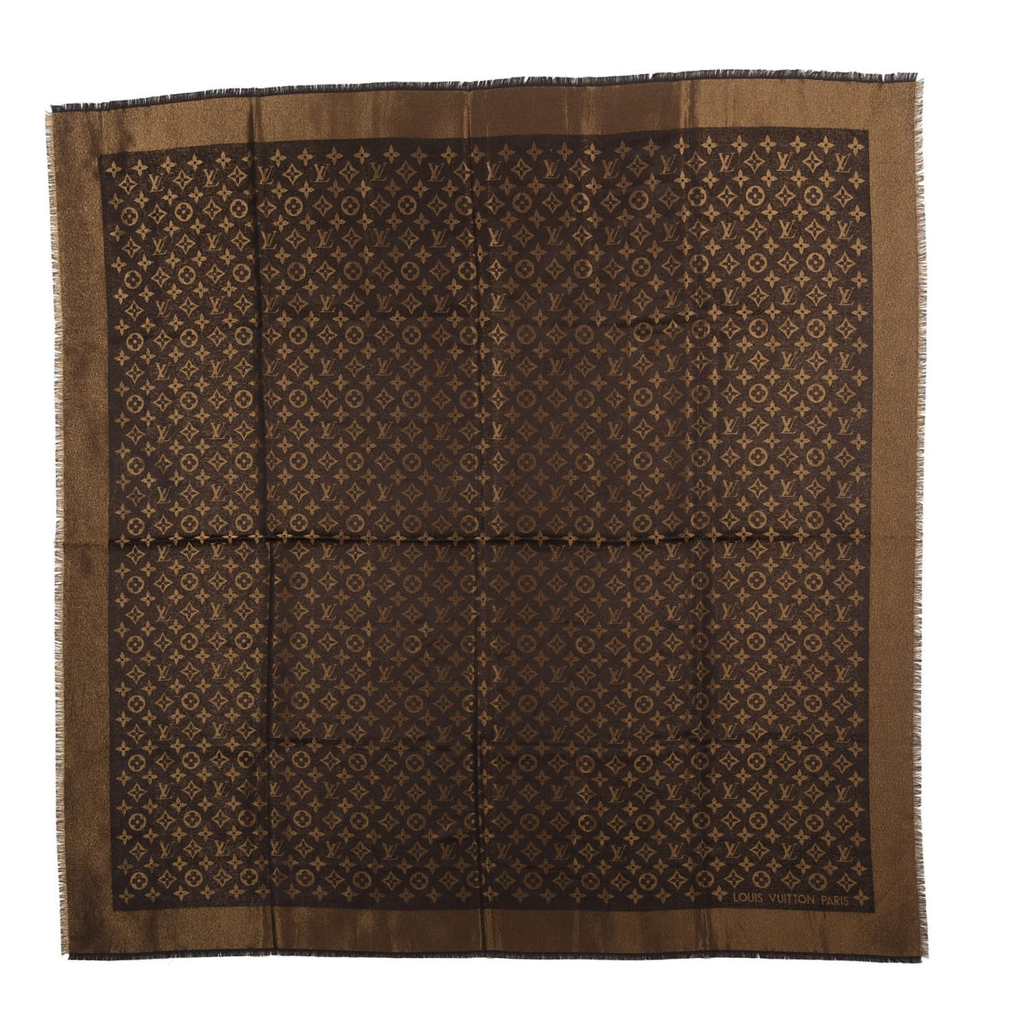 Silk Lurex Wool Monogram Shine Shawl Brown