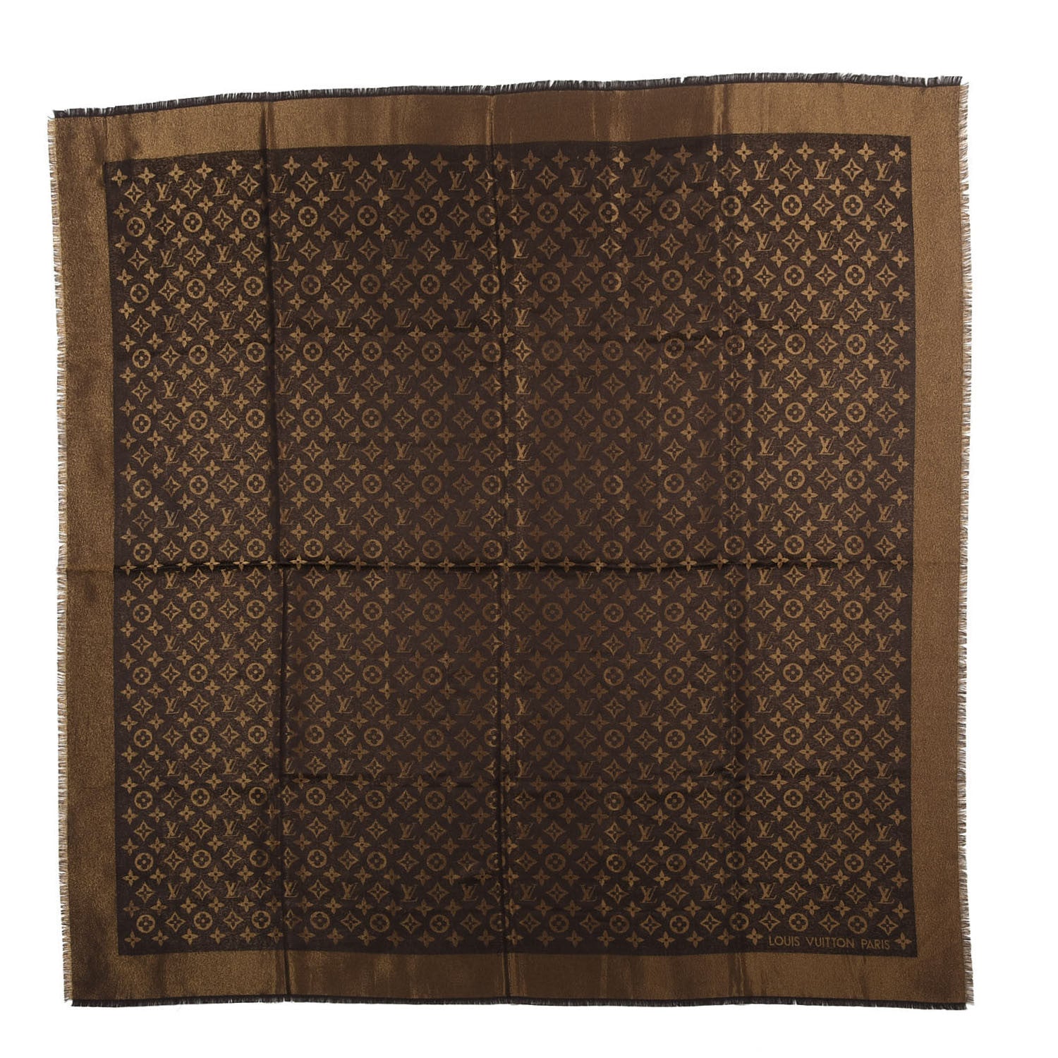 Louis Vuitton Silk Lurex Wool Monogram Shine Shawl Brown 1 of 4